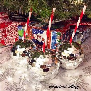 Xmas🎄Disco Ball Party🎉Cup w/ Candy💈Stipe Straw