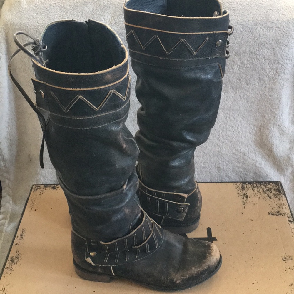Corral slouchy distressed black boots