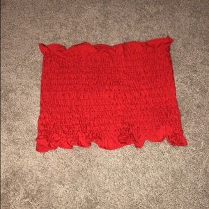 Ruffled red tube top