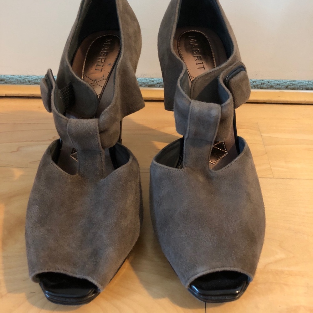Taupe Suede Magrit sandal heels