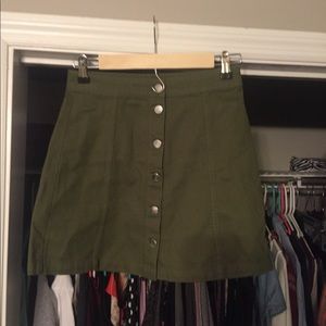 Button Front Olive Mini Skirt