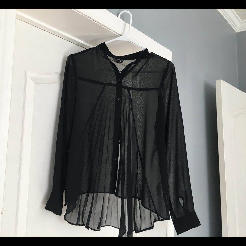 TopShop sheer black button up.