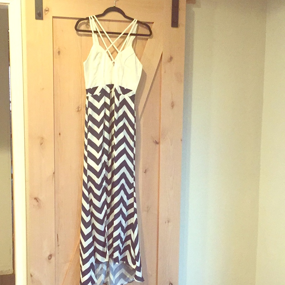 Gorgeous Navy and White Chevron Striped Maxi