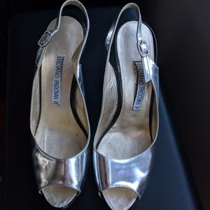 Silver leather heels Italian designer