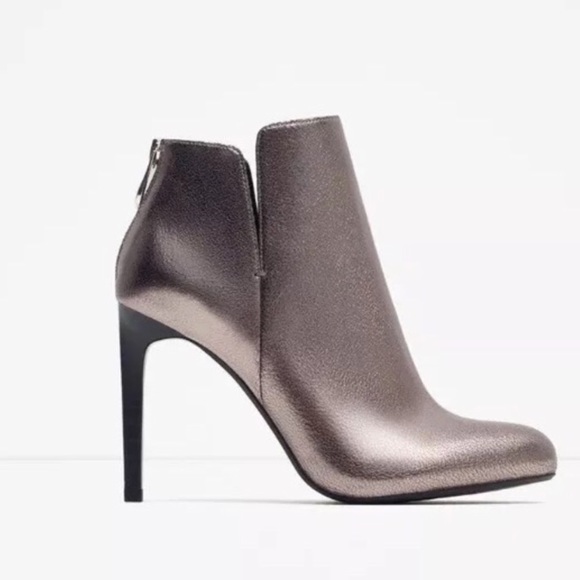 NWT || ZARA Pewter High Heeled Boots - Picture 2 of 8