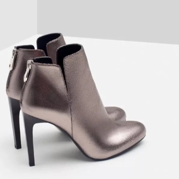 NWT || ZARA Pewter High Heeled Boots - Picture 3 of 8