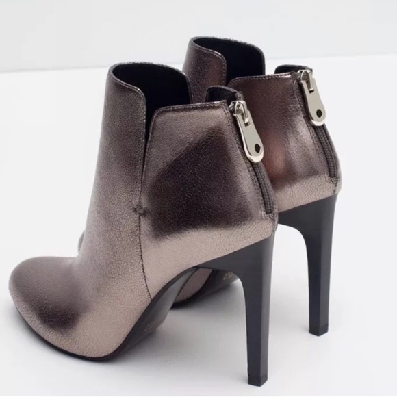 NWT || ZARA Pewter High Heeled Boots - Picture 4 of 8