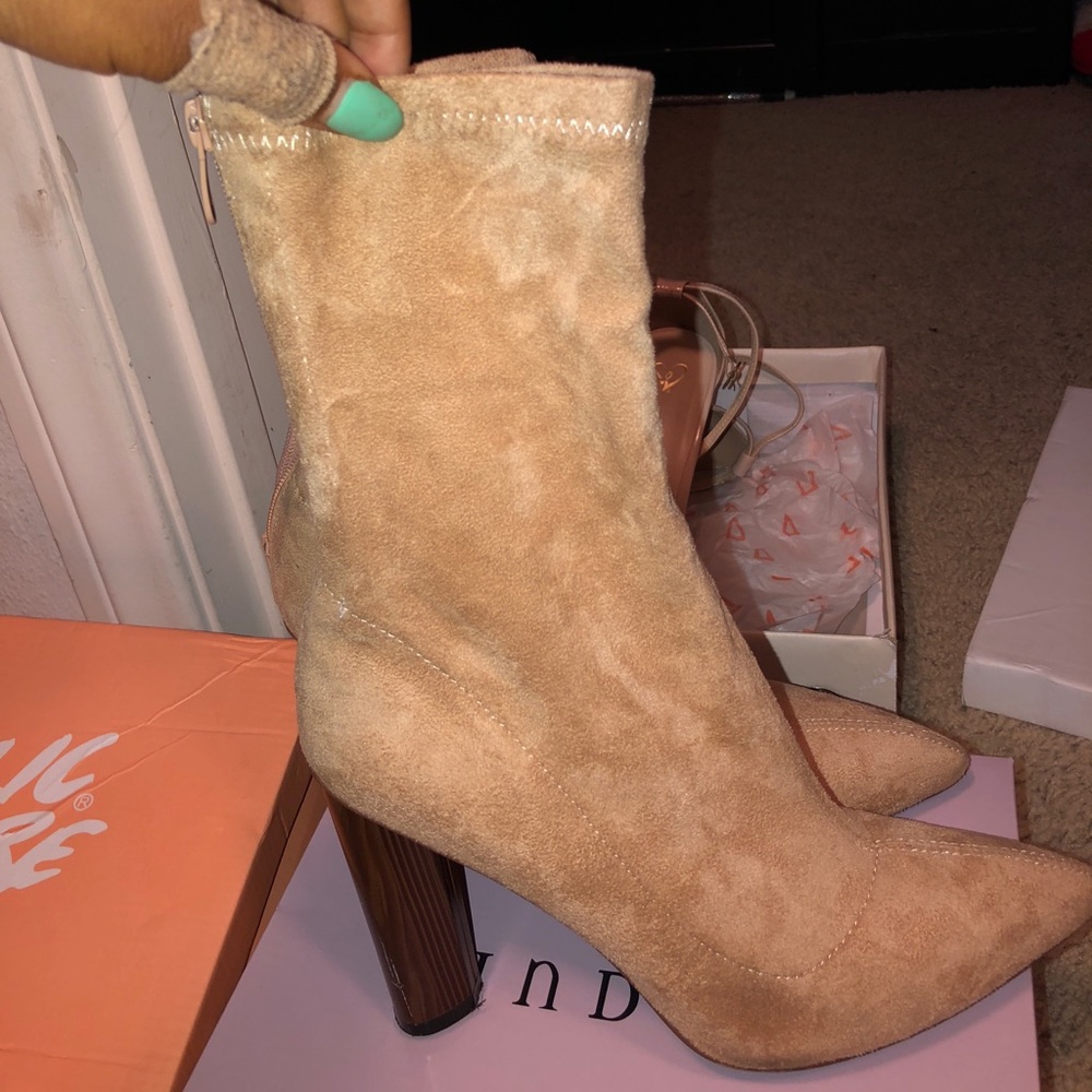 nude suede booties