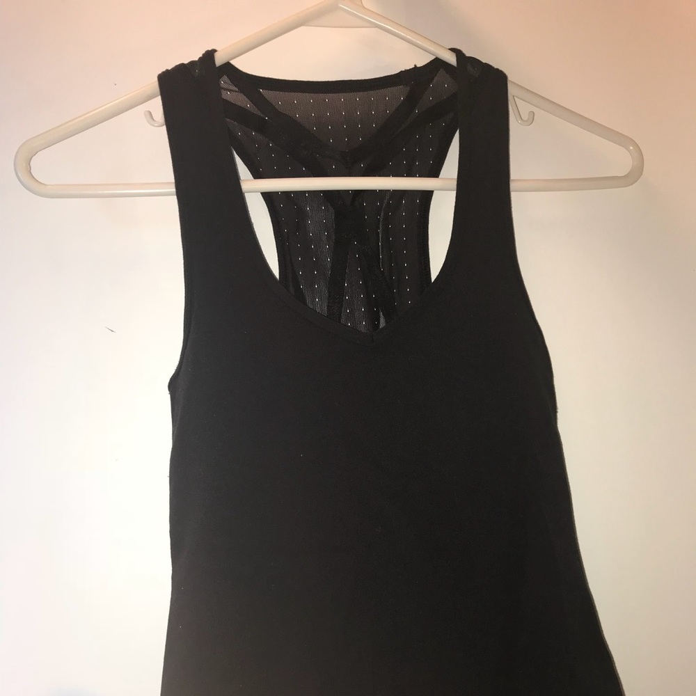 Black Lululemon Built in Bra Dotted Mesh Tank Top