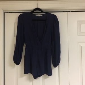 Lovers + Friends navy blue long sleeve romper