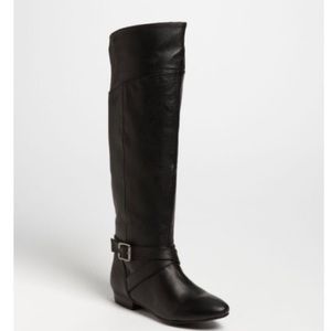Chinese Laundry black, flat over the knee boots