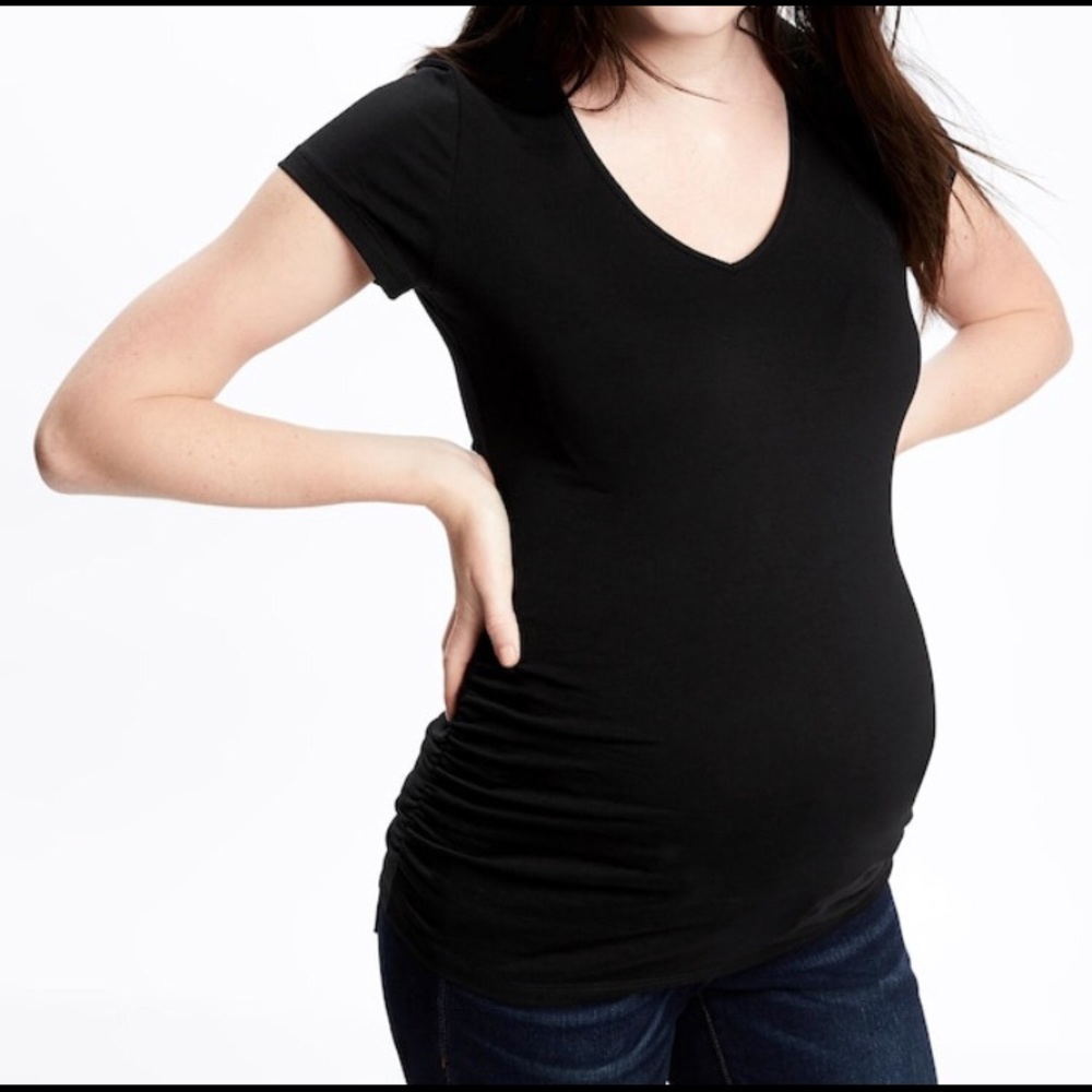 Maternity Shirred V-Neck Tee