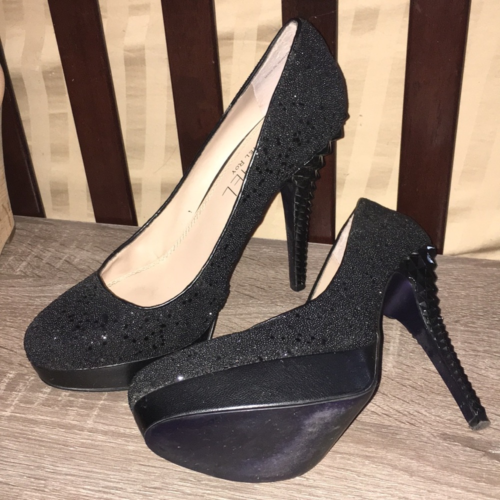 Rachel Roy Beaded & Sequined Black Heels size 10