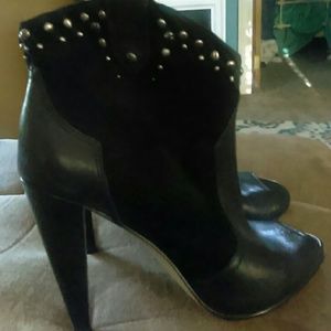 Reba black open toed boots