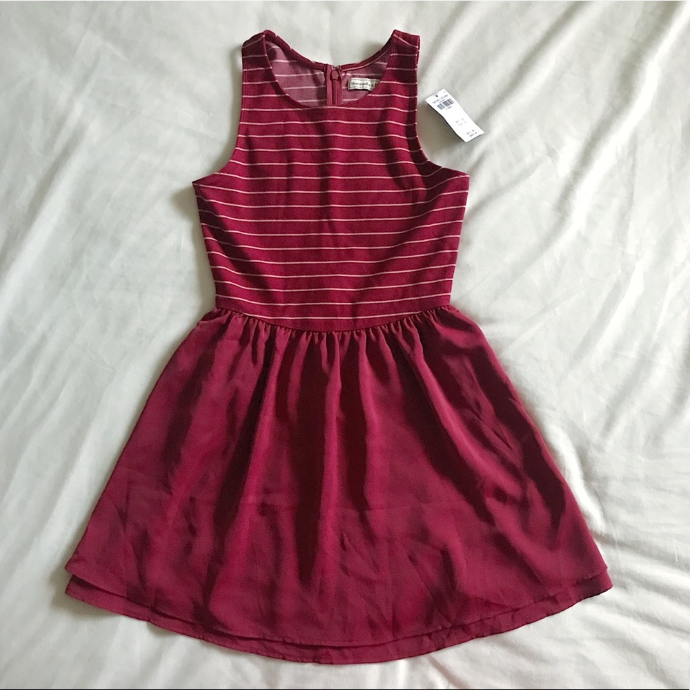 Abercrombie & Fitch Red Stripe Flare Skater Dress