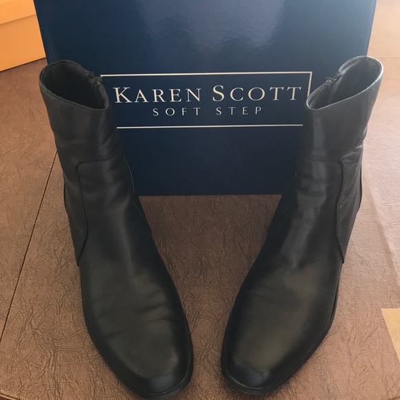 Karen Scott, black leather ankle boot. - Picture 5 of 5