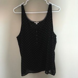 Volcom sheer black, polka dot tank top XL