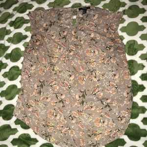 Pleated Floral Print Blouse