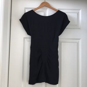 Backless black mini dress