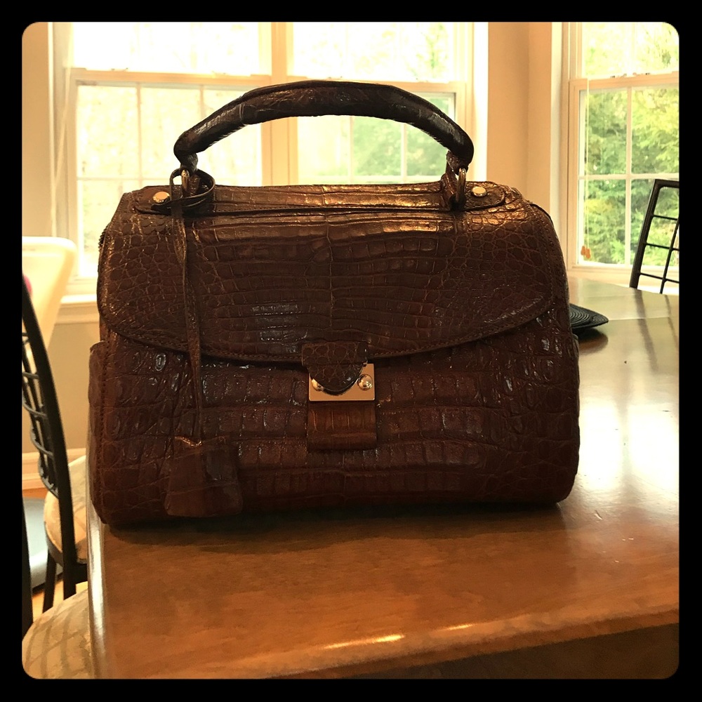 Jilly large croc satchel