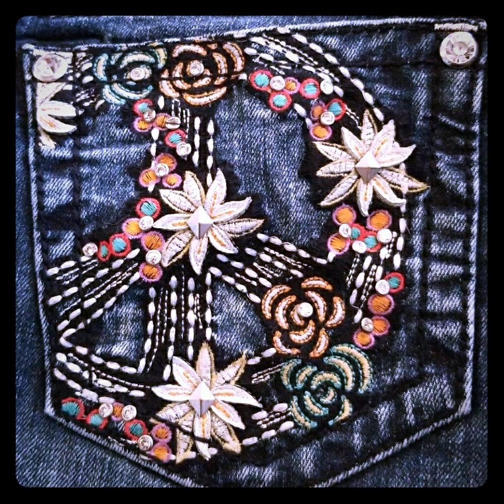 Miss me peace sign jeans