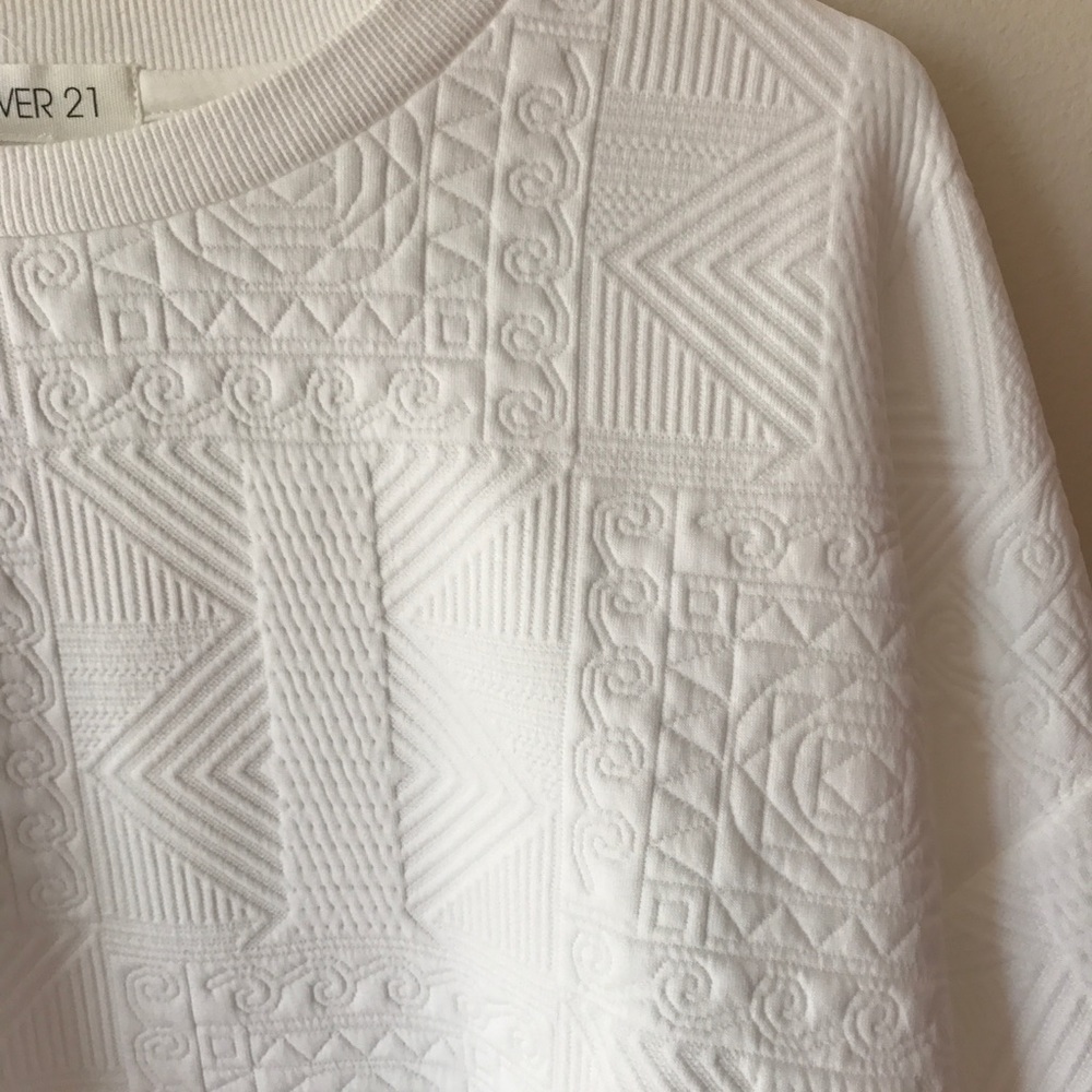 White textured sweater