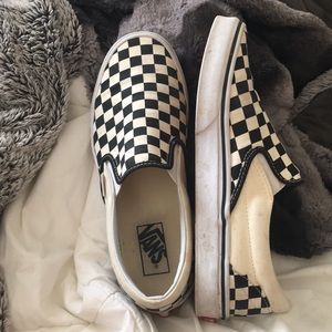 vans checkered slip ons