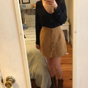 yellow a-line button up skirt