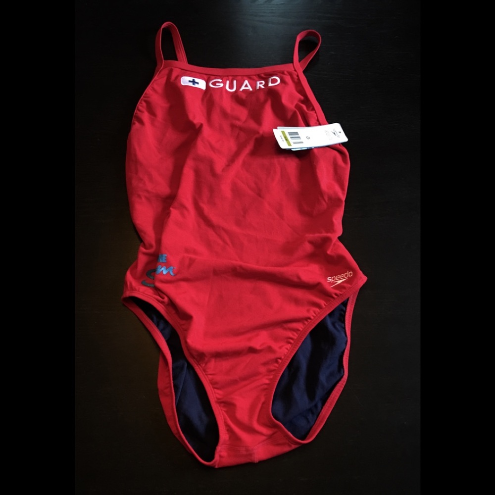 NWT! Speedo Competition Red Lifeguard Bathing Suit