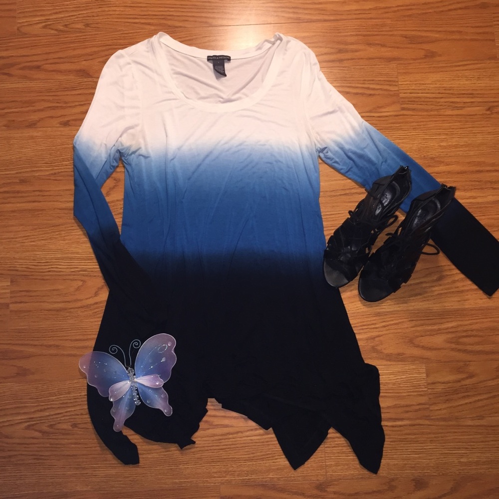 Long Sleeve Blue Ombre Shirt