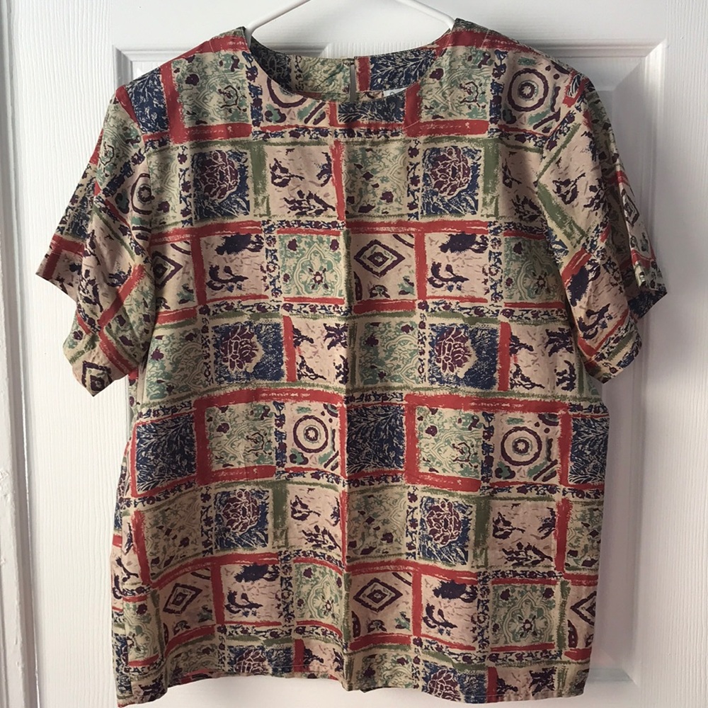 Unique earthy silk short-sleeve