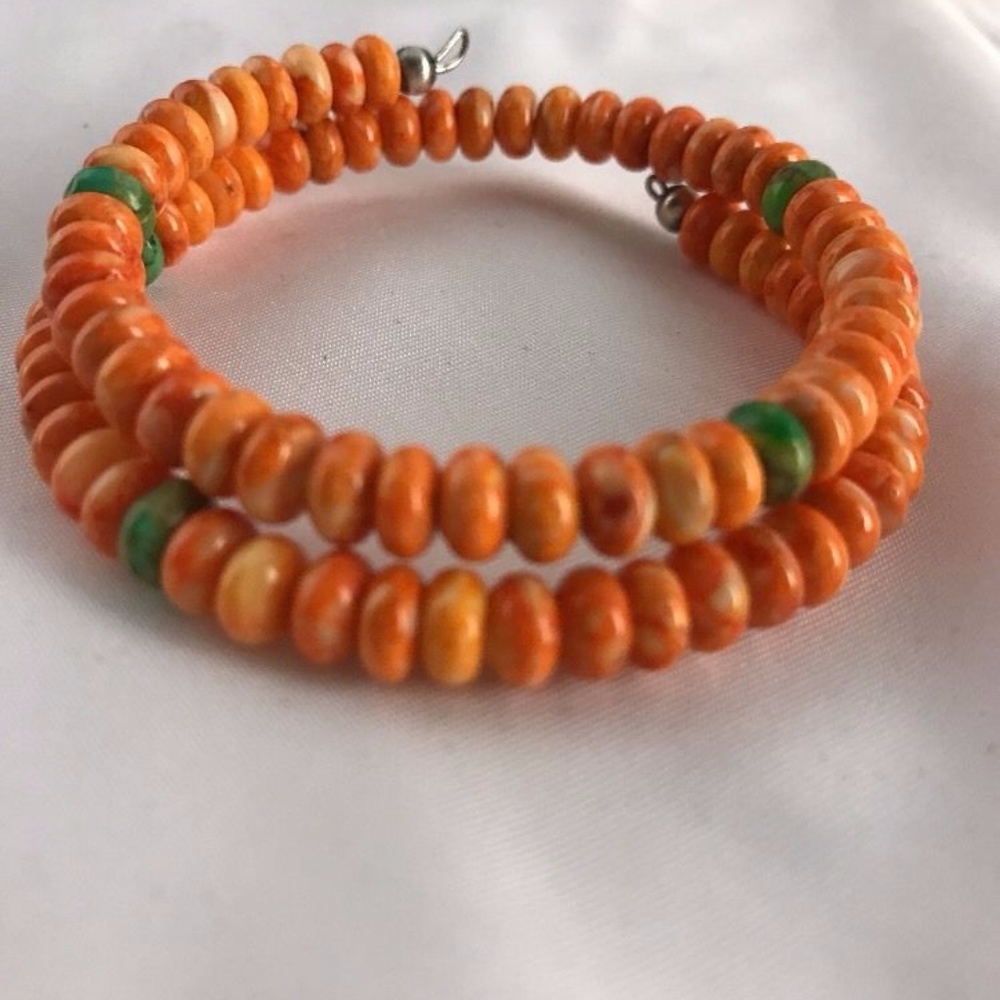 Spiny Oyster Green Turquoise Bead Bracelet