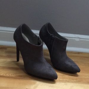 Grey Suede Heeled Booties