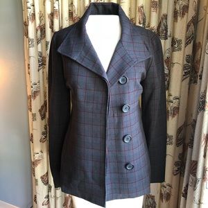 Kensie gray windowpane plaid jacket blazer