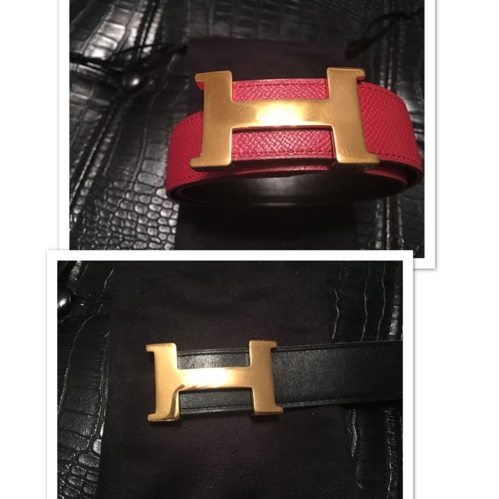 Authentic Hermes reversible belt sz small; EUC