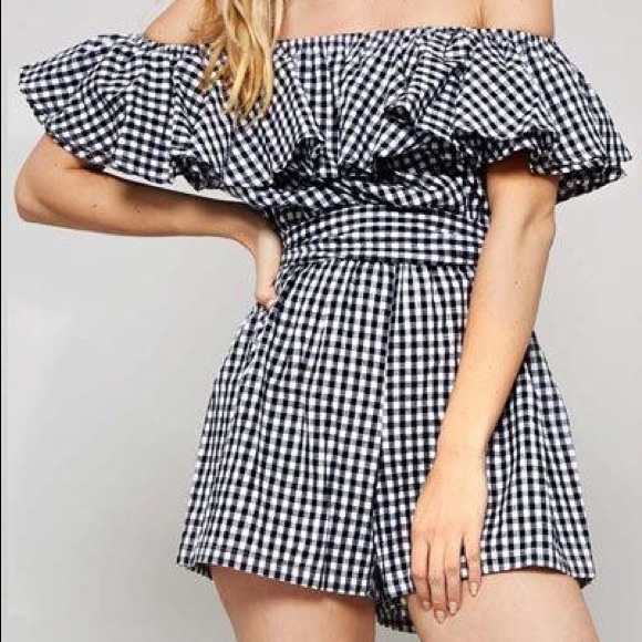 Gingham Ruffle Romper - Picture 2 of 3