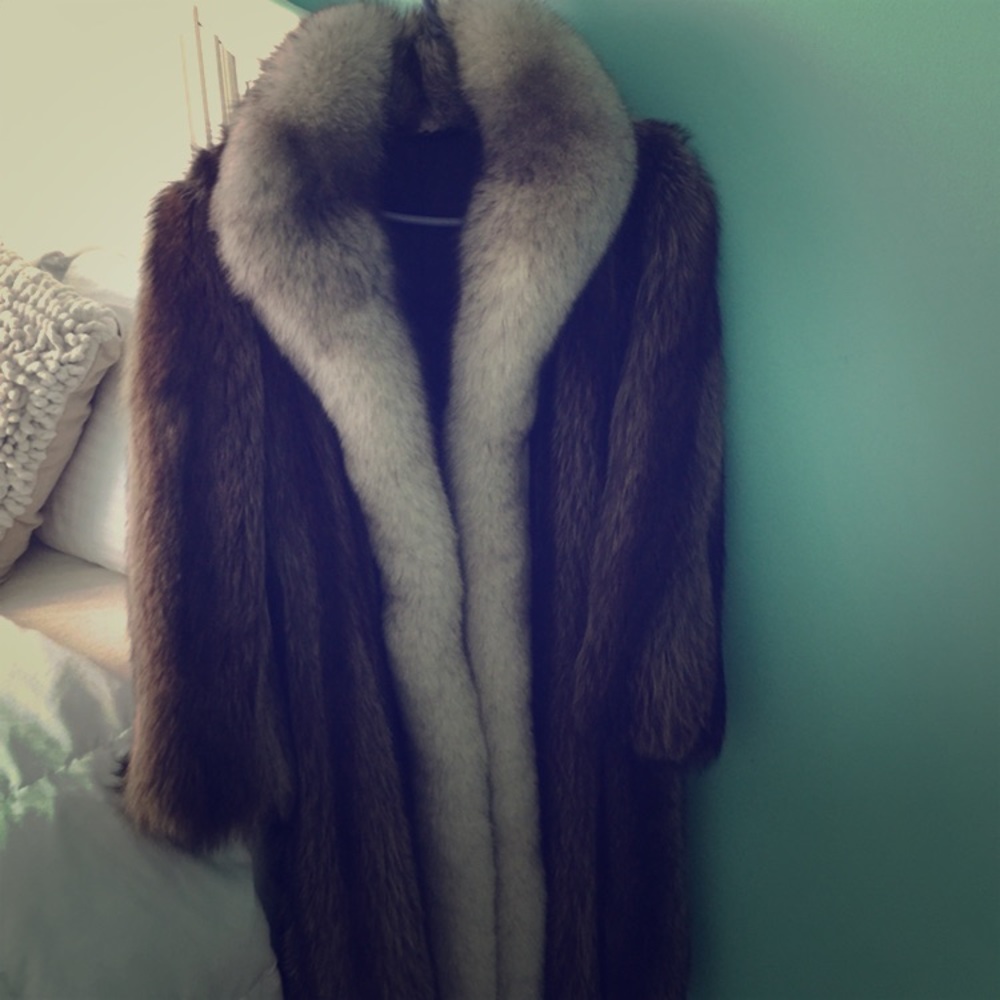 Raccoon and fox fur coat