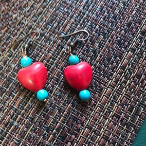 Red and turquoise earrings