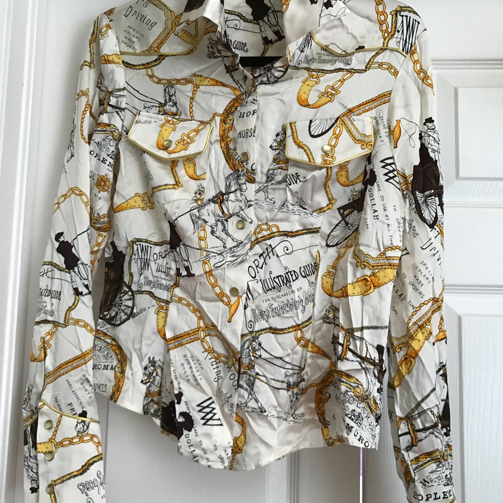 Julie Brown Silk Snap Front Blouse