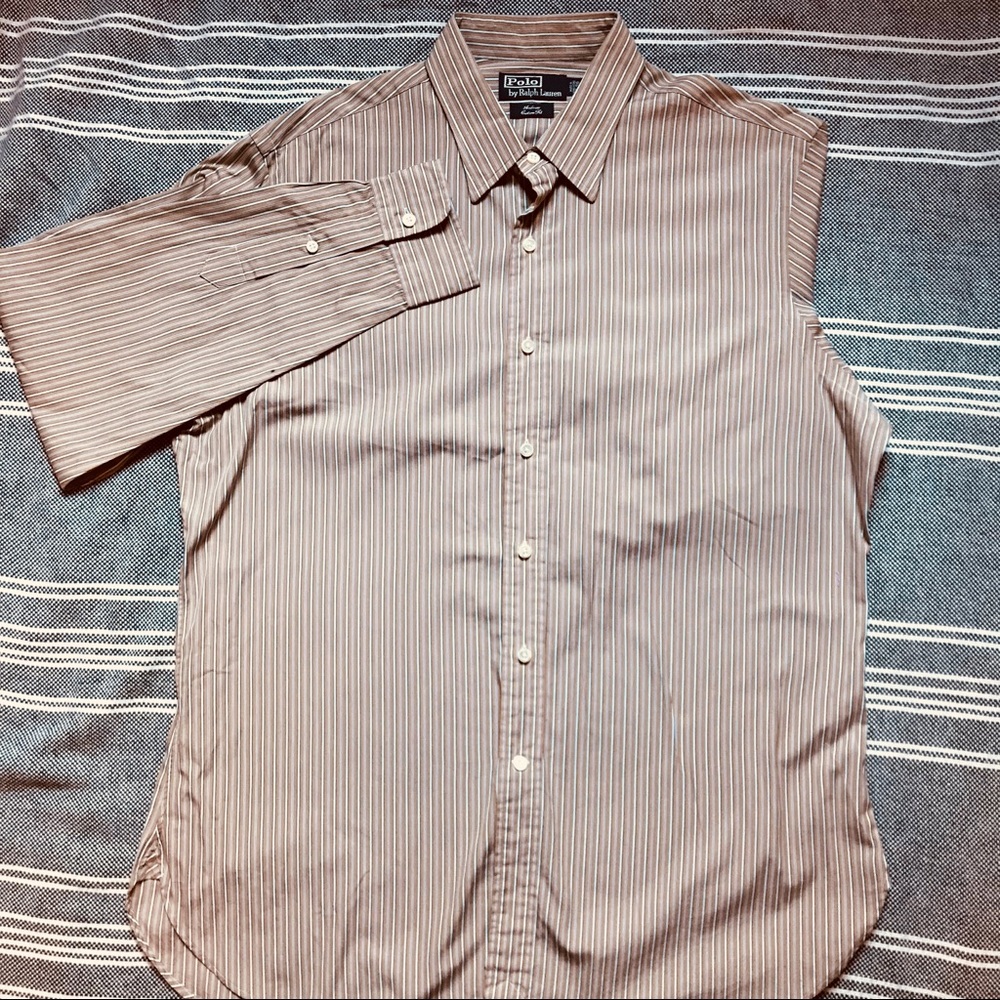 Polo Custom Fit Mens Striped Button Down (XL)