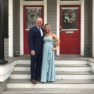 Lulu’s sea foam medium strapless dress