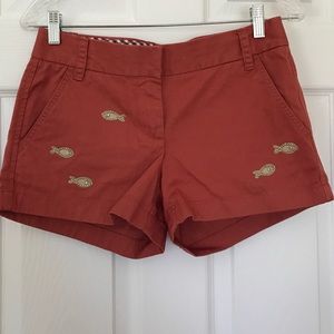 Jcrew Fish Embroidered Chino Shorts Size 2