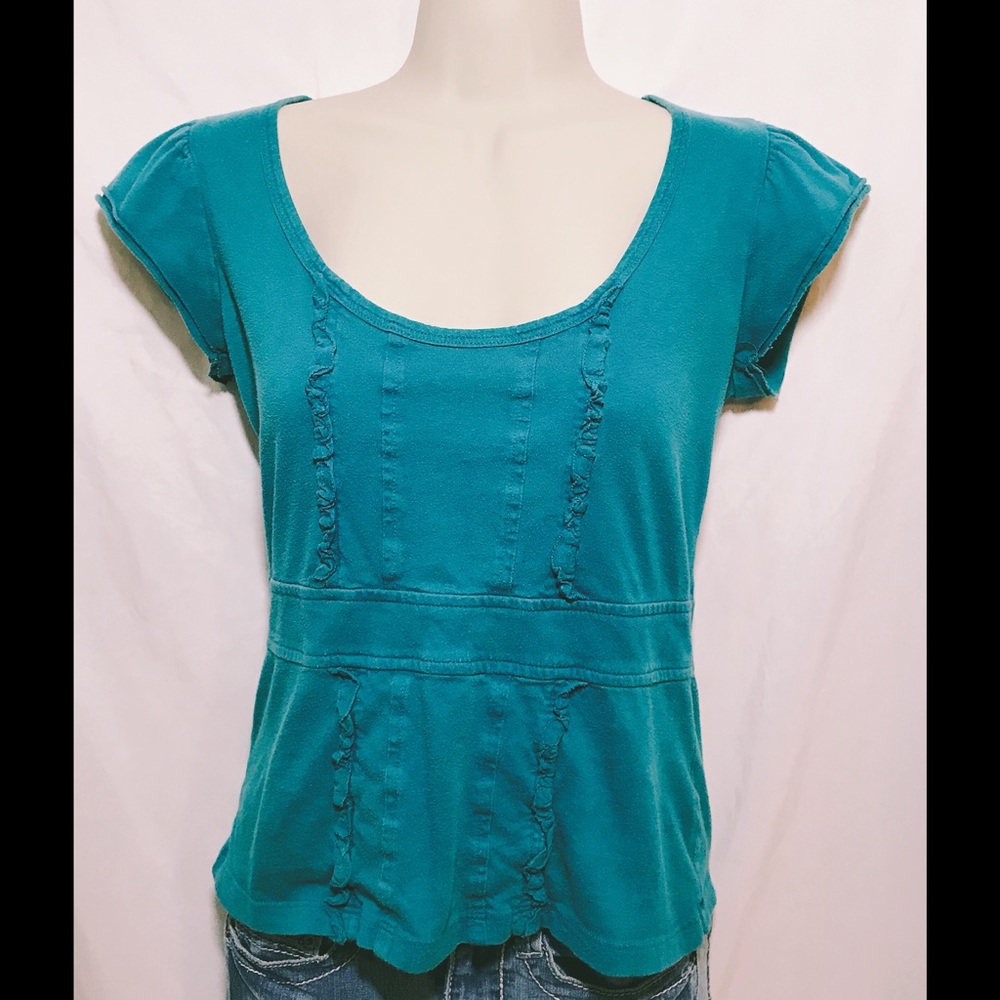 Anthropologie teal scoop neck sexy top