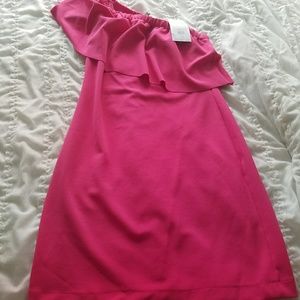 One shoulder ruffle dress