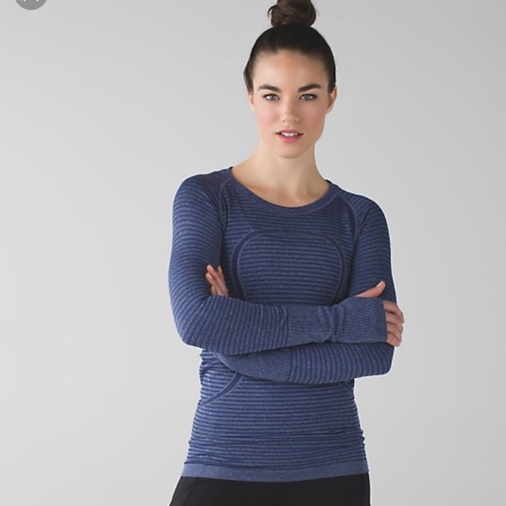 NWT Lululemon Hero Blue Stripe Long Sleeve Swiftly
