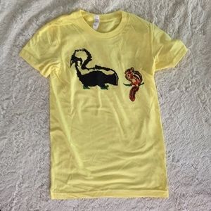 Women’s tee, skunk chipmunk on American Apparel