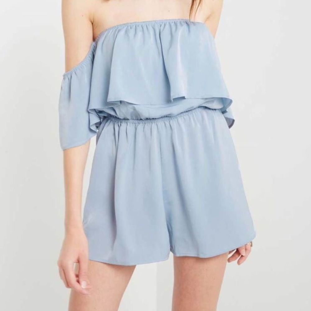 Light Blue Ruffle Romper - Picture 2 of 3