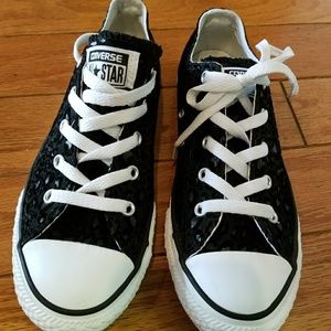 Converse black leopard sneakers