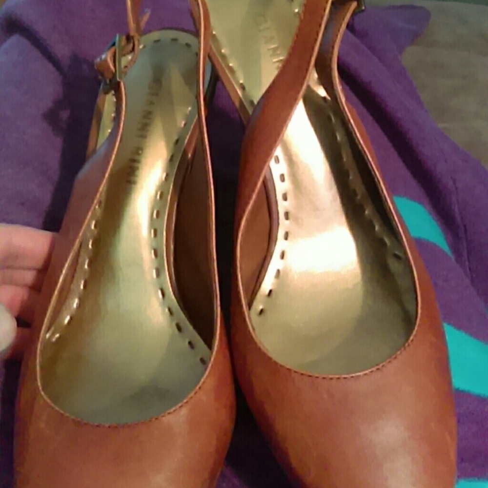 Brown leather heels
