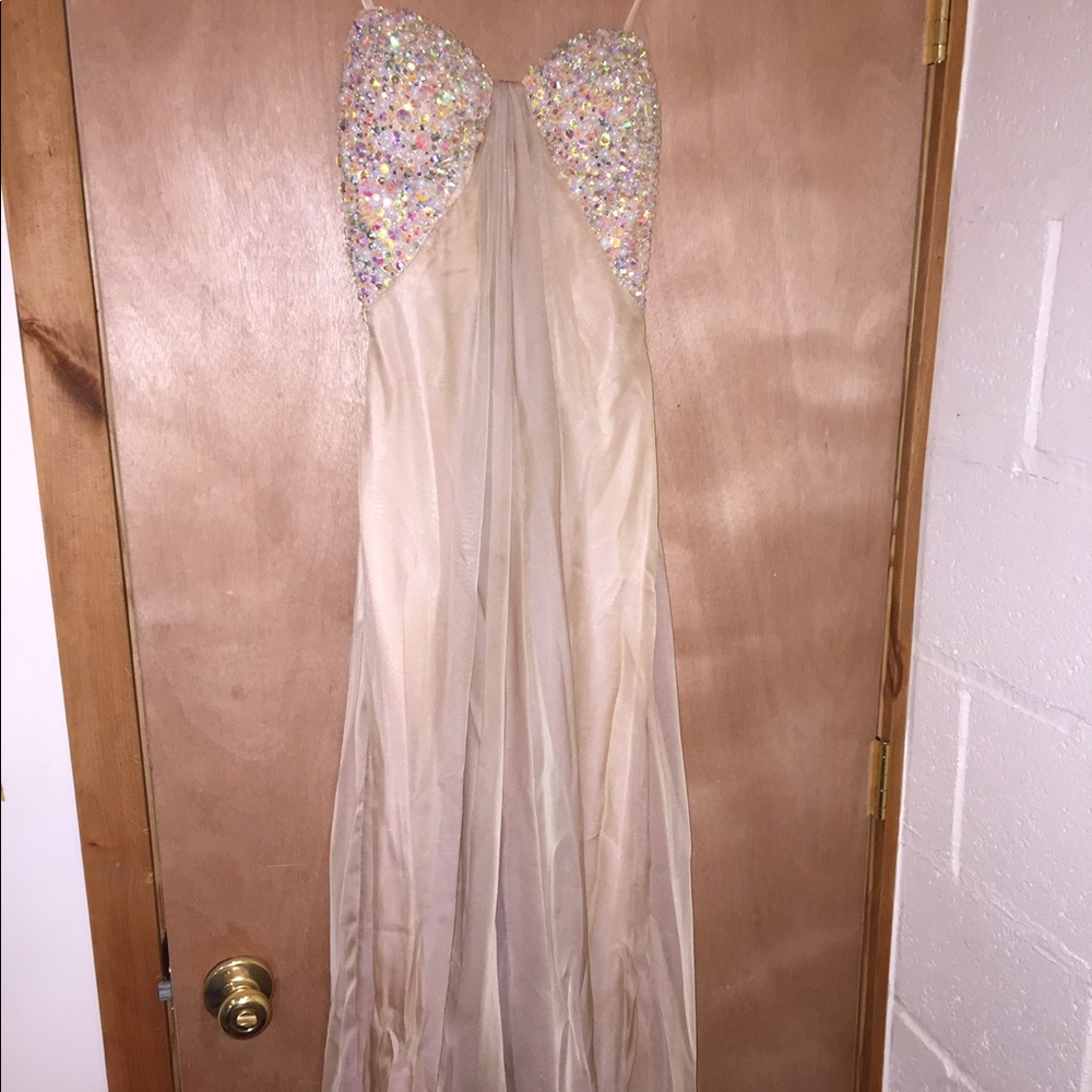 Nude beige prom dress